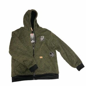 Vertical Sport Mens Size XL Hoodie Sherpa Lined Full Zip Pockets Green NEW